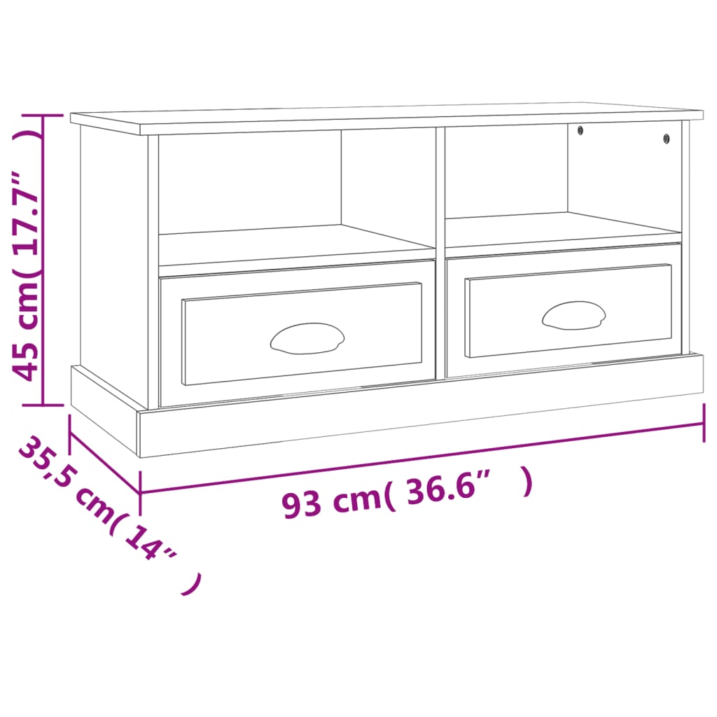 TV Cabinet Black 93 X 35.5 X 45 Cm Particleboard