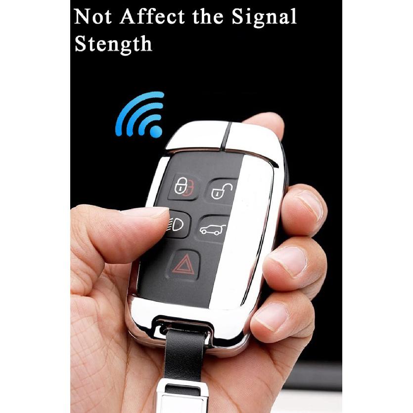 SANRILY 1 Stück schlüssellose Schlüsselabdeckung passend für Land Rover LR4 passend für Jaguar XF Metall Leder Schlüsselschutzgehäuse Schale passend für Range Rover Discovery Sport