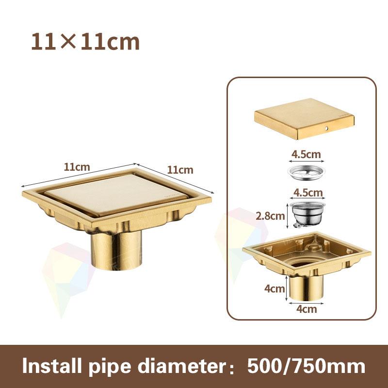 Hidden Square Floor Waste Drain Anti-Odor Floor Drain Bathroom Grates Shower Drain 304 Stainless Steel Flow Drainer Plug Cover