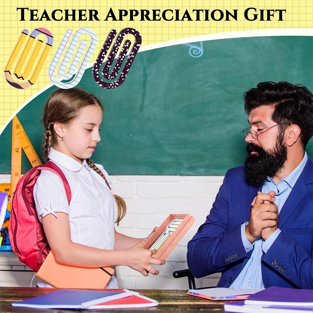 Set of 12 Teacher Appreciation Gift Acrylic Paper Clips Large Personalized Paper Clips for Office School Document Organizing