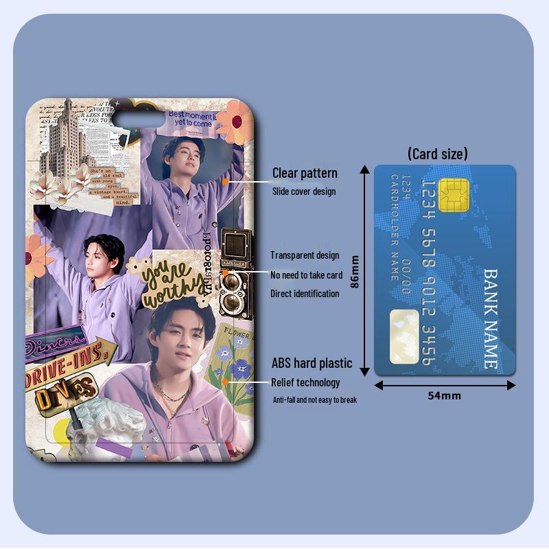 Kim Taehyung Sliding Plastic ID & Badge Holder for Students/Work/Bus Access
