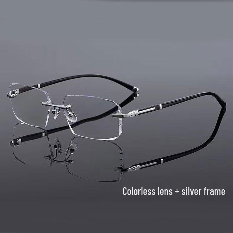 

Очки для чтения с оправой без оправы с огранкой «бриллиант» и защитой от синего света для людей среднего и пожилого возраста +300 Magnification