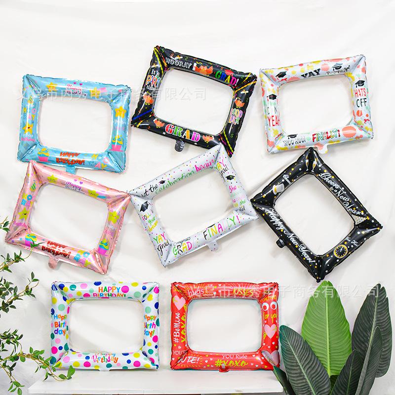 Diy Photo Frame Balloon Birthday Party Decoration Aluminum Film Balloon Graduation Scene Arrangement Props Atmosphere Arrangement