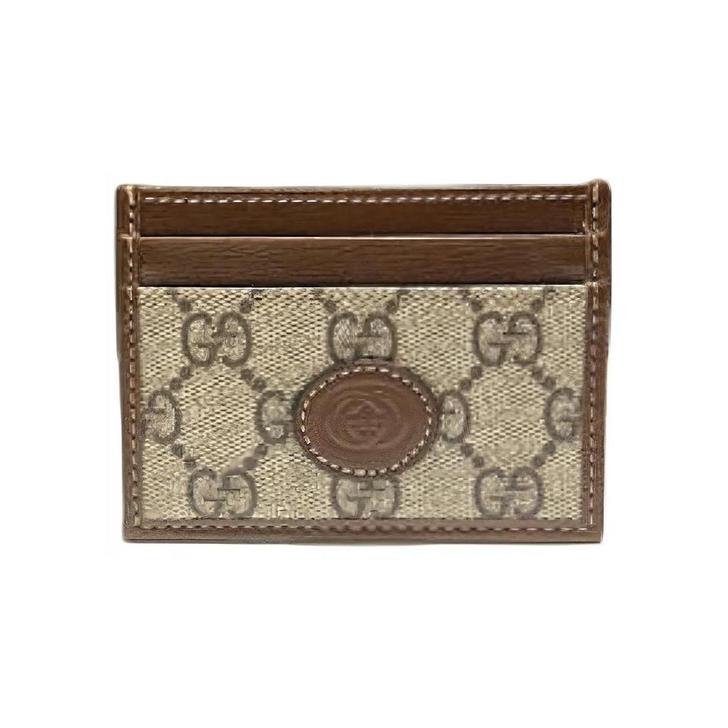 Gucci Canvas Leather Card Holder Card Holder Unisex Ebony Brown (Unisex) Card Holders 673002 92TCG 8563