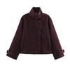 2026 Womens Street Fashion Stand Collar Short Wool Coat Outerwear W025 12107