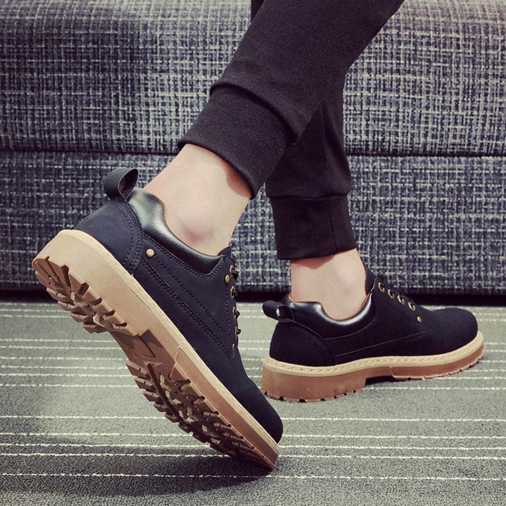 Mens Leather Shoes British Style Work Boots Fashion Casual Big Head Derbies Spring Autumn Shoes for Men