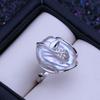 LSOOYH Anillos de perlas barrocas de botón grande naturales de agua dulce para mujer, anillo de bodas clásico de color plata y oro, regalos de cumpleaños al por mayor