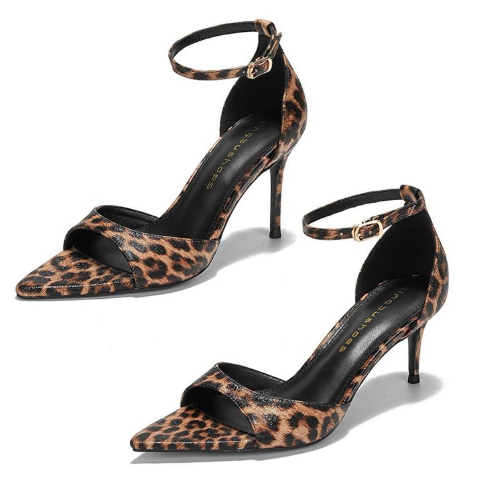Leopard Print Women's Sandals Simple Versatile High Heels Fashion Summer Women's Shoes