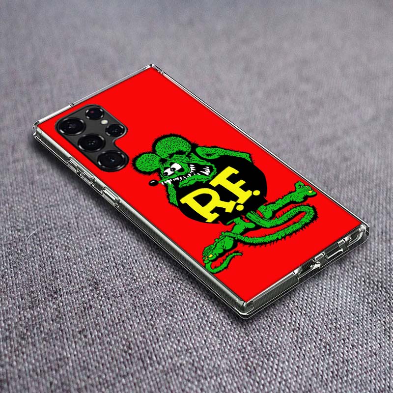 

Surf Cool Rat F-Fink Phone Case For Samsung Galaxy S24 S23 S21 S20 FE S22 S26 Ultra S25 Edge S10 Plus Cover Clear TPU Capa Shell Samsung S10 PLUS