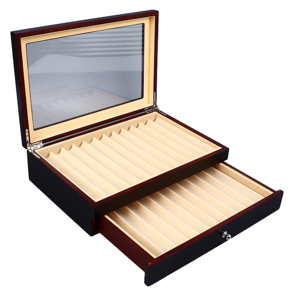 Pen Display Box 23 Slot Double Layer Transparent Top Pen Collection Display Box for Anniversaries