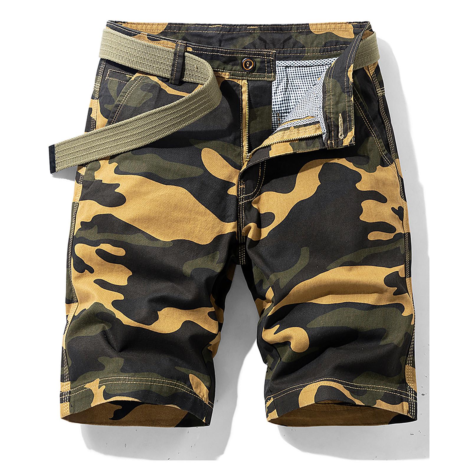 

Men s Fashion Camouflage Pocket Pants Cotton Five-point Shorts Overalls Shorts 34 жовтий