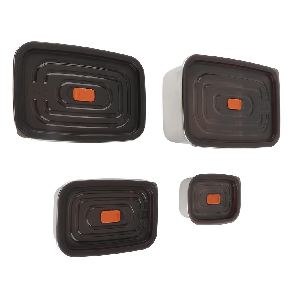 4Pcs Stainless Steel Food Containers with Leakproof Lids Rectangle Food Storage Box