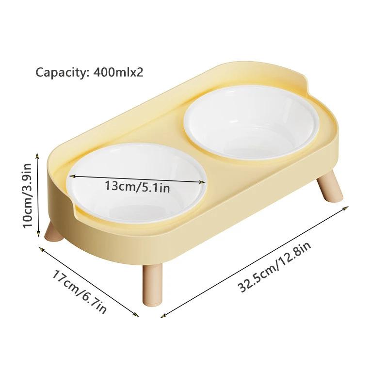 1pc Double-layer Pet Food Bowl, Anti Slip Stainless Steel Raised Bracket with Splash Proof Cat and Dog Supplies