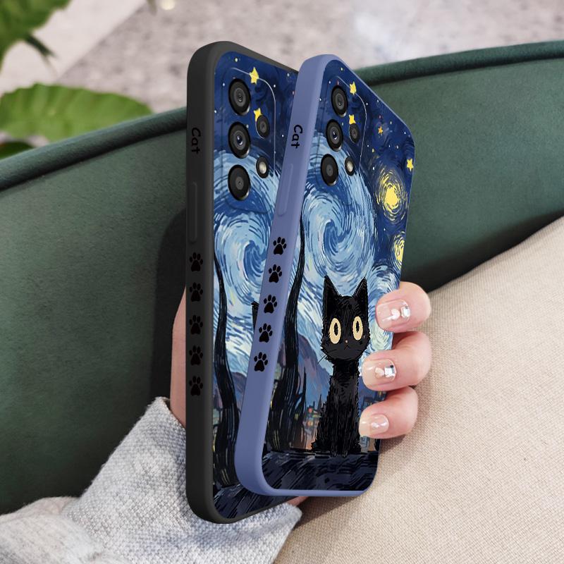 Starry Cat Phone Case For Samsung Galaxy A73 A53 A33 A23 A13 A03 A72 A52 A52S A32 A22 A12 A02 A02S A71 A51 A31 A21S 4G 5G Cover