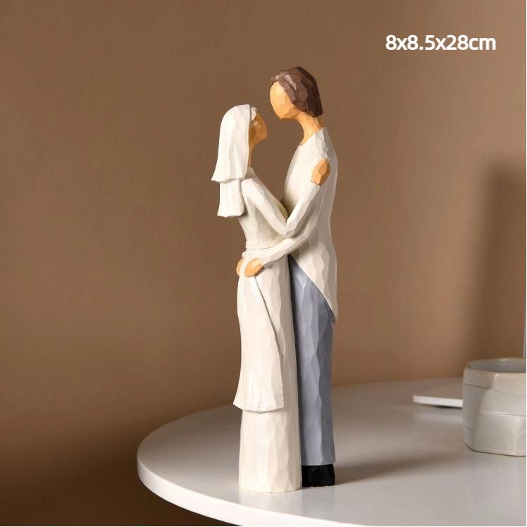 Figura de Pareja de Resina Hecha a Mano Decoración Decoración del Hogar Adorno de Boda Regalo de San Valentín