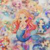 30-Pack Mermaid Decals, Cartoon Vinyl with Glitter & Holographic Effects, Self-Adhesive, Reusable, for Scrapbooking, DIY Crafts, Journaling