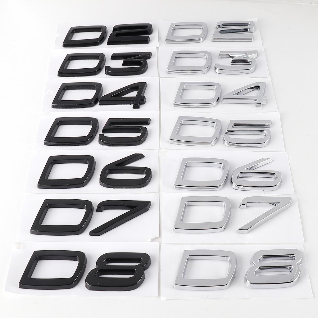 Bzcr2 3D ABS Letters Car Rear Trunk Tailgate Side Fender Badge Emblem Sticker For Volvo D2 D3 D4 D5 D6 D7 D8 Auto Accessories