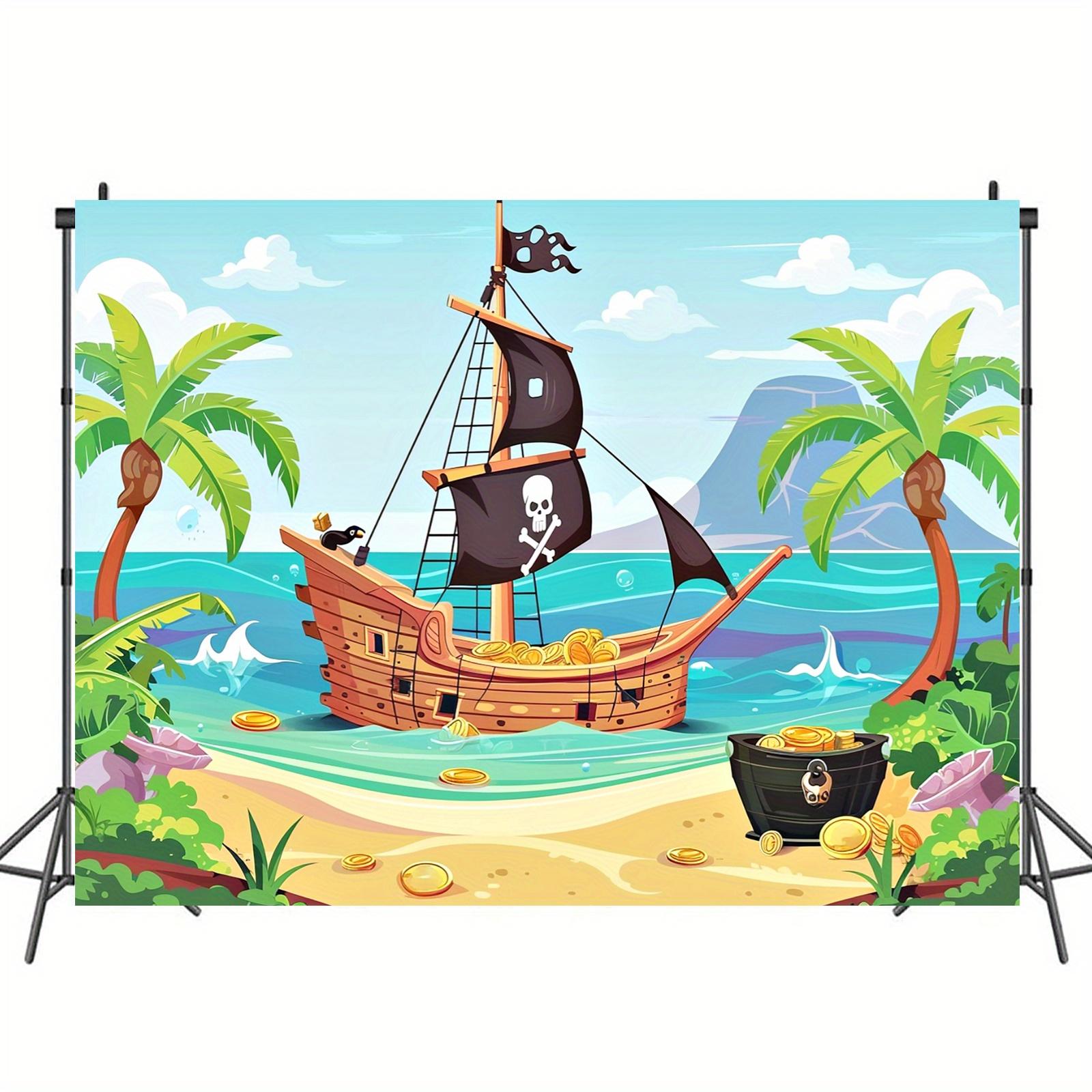 Pirate Ship Background Banner - A versatile festival photography prop banner suitable for various occasions. 130x150cm