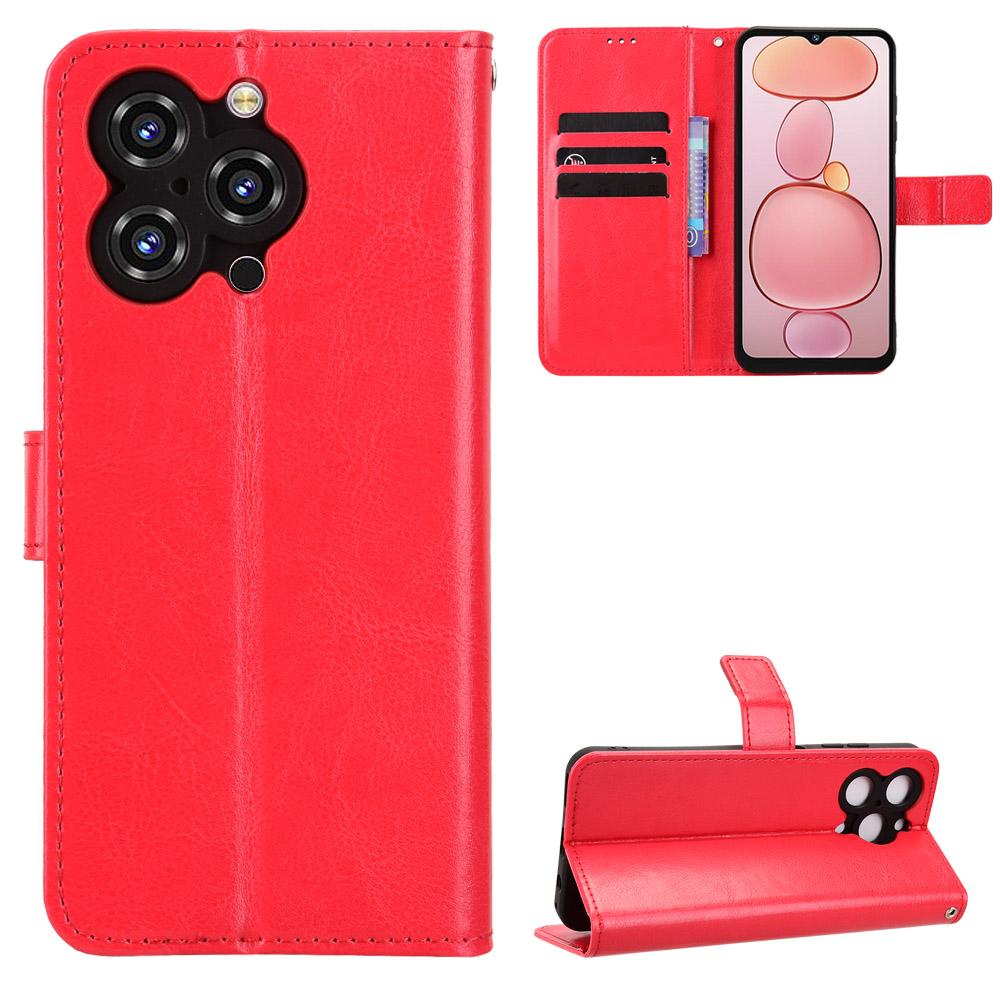 For Oukitel C3 PU Leather Case with Strap Crazy Horse Texture Phone Wallet Cover