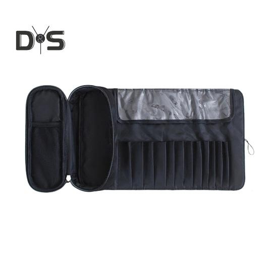 

Сумка для кистей для макияжа 12 отделений водонепроницаемый нейлоновый складной портативный многофункциональный держатель для косметических кистей для губной помады карандаш для бровей сумка-органайзер чёрный