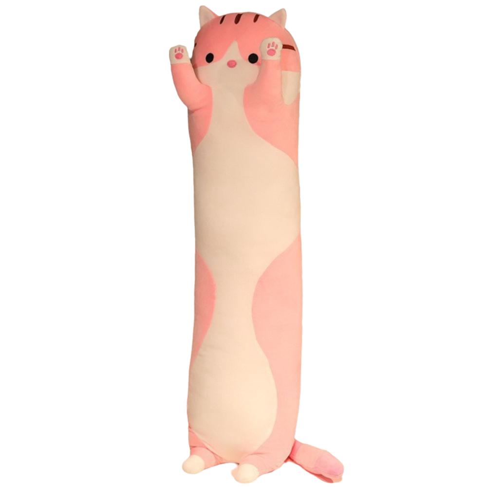 Huggable Long Cat Plush Doll Ultra Soft Side Sleeping Body Pillow Funny Cat Plush Pillow Gift розовый