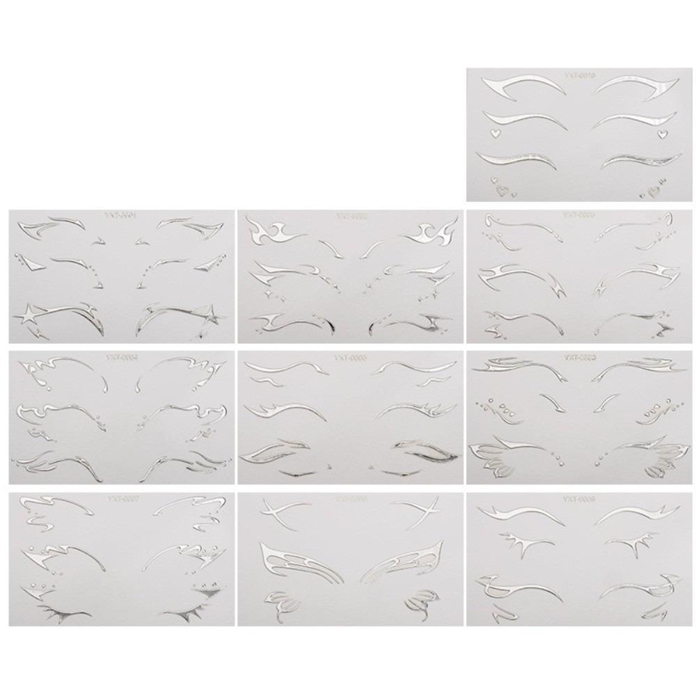 10 Stück Aurora Eyeliner Augenbrauen Tattoo Aufkleber Wasserdicht Metallische Make-up Patches Gesichtskunst