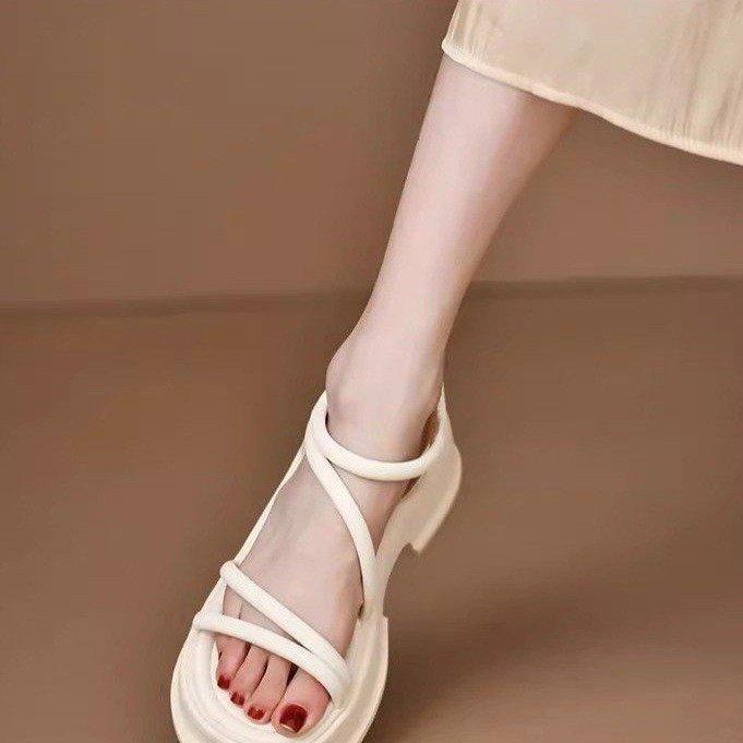 Platform sandals women's summer 2025 new versatile explosion fairy style with skirt French Roman sandals women