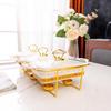 Kitchen Heating Baking Pan Golden Point Soup Pot Tableware Creative Three Grid Golden Shelf Ceramic Soup Pot