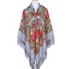 160*160Cm Women Russian Scarf Square Blanket Shawl Ladies Fringed National Scarves Shawls Retro Floral Pattern Headscarf Wraps