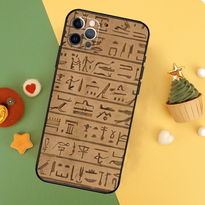 

Egyptian Hieroglyphics Phone Case For iPhone 17 16 16E 15 14 12 11 13 Pro Max 12 13 Mini 17Air Shockproof Cover iPhone 15