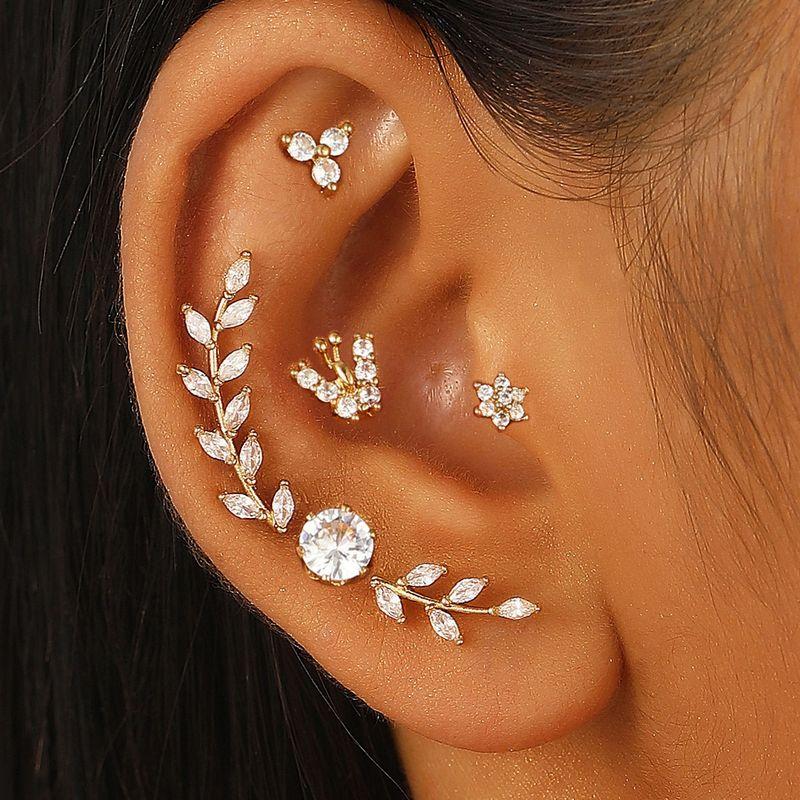 Fashion ins Star Moon Leaf Ear Bone Nail Ear Clip Ear Buckle Tassel Earrings Women's Fashion Overlapped Single Ear Suit Earrings