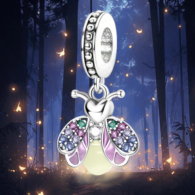 Copper Luminous Colorful Fireflies Round Charms Beads Animal Fit Diy Bracelet Making Gift Of Personalized Jewelry