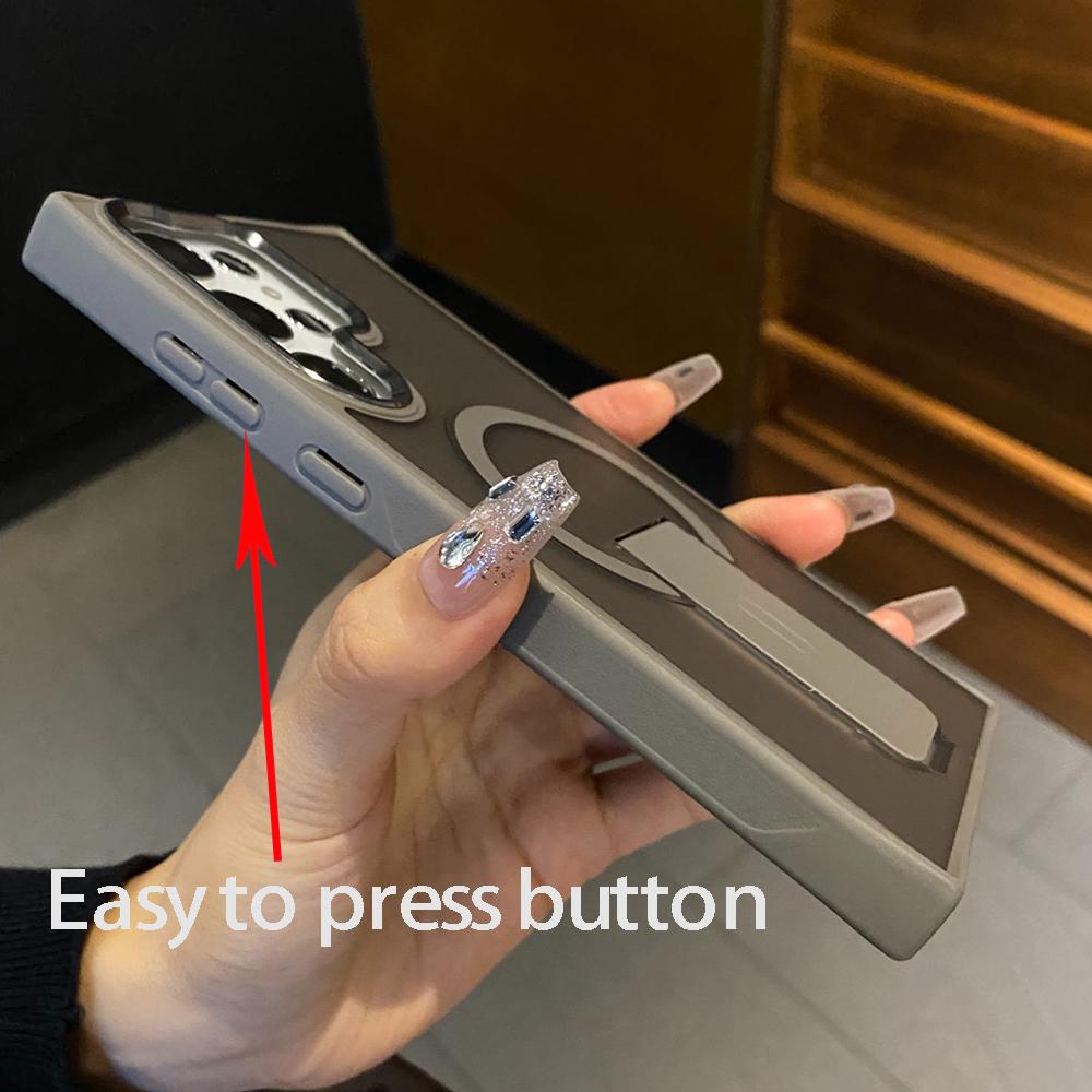 Luxury Magnetic Wireless Charge For Magsafe Case For Samsung Galaxy S25 S23 Ultra S24 Plus FE Folding Stand Holder Matte Cover