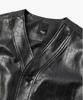 Wmc Collarless Fox Leather Jacket_Black