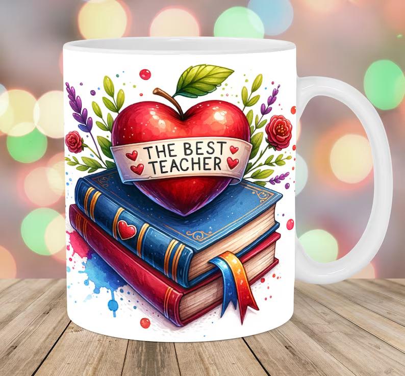The Best Teachers Teachers' Day Ceramic Coffee Mug Sub-Book Water Cup Book Apple Pencil Gift