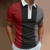 Lapel Polo Shirt Men's Short-sleeved Men's Casual Gradient Colour Blocking Men's T-shirt Tops