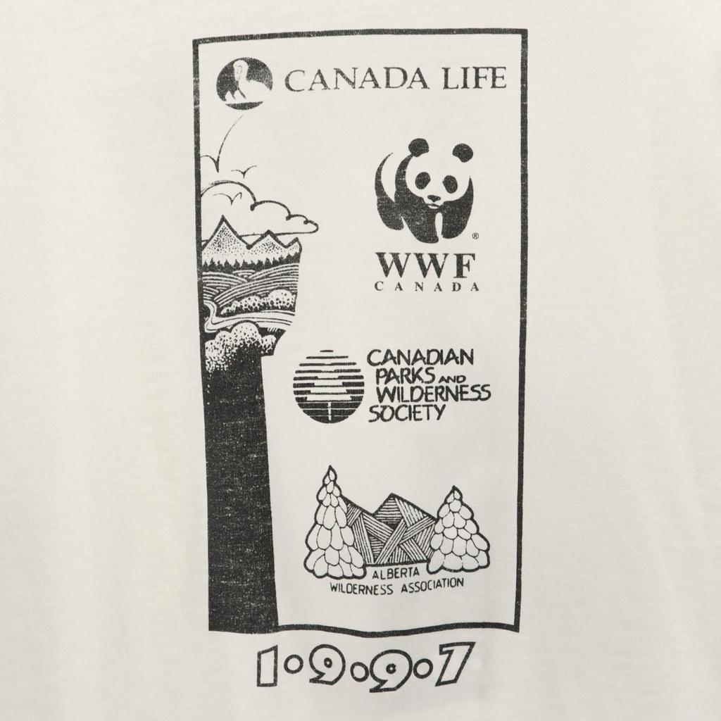 BOW VALLEY 90s Made In Canada Old CANADA LIFE Bear Short Sleeve T-shirt Men's Used