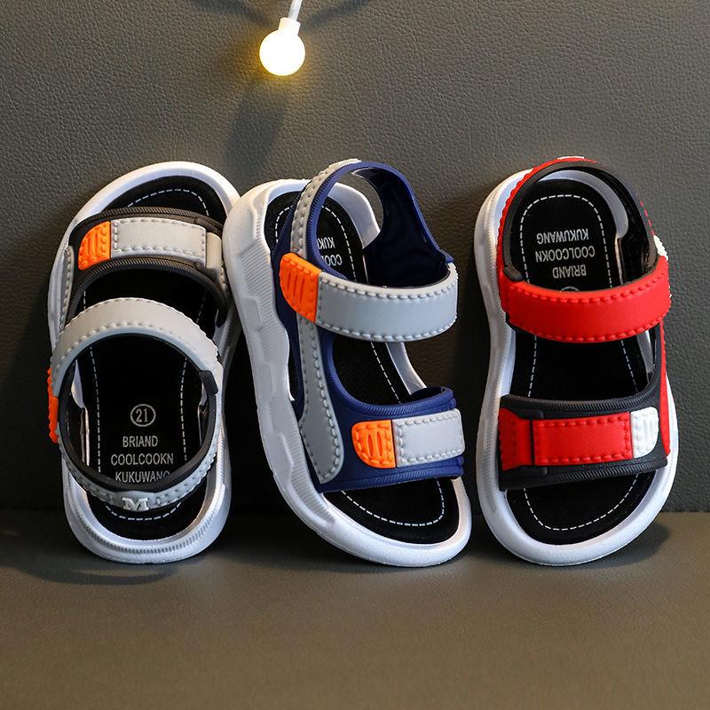 Children's Summer Boys Leather Sandals Baby Shoes Kids Flat Child Beach Shoes Sports Soft Non-slip Casual Toddler Sandals