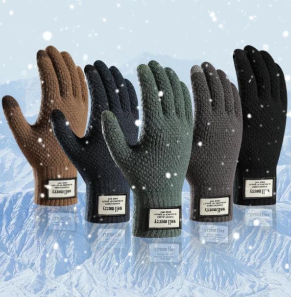 Winter Men Knitted Gloves Touchscreen High Quality Male Mitten Thicken Warm Wool Cashmere Solid Men Business Gloves Autumn