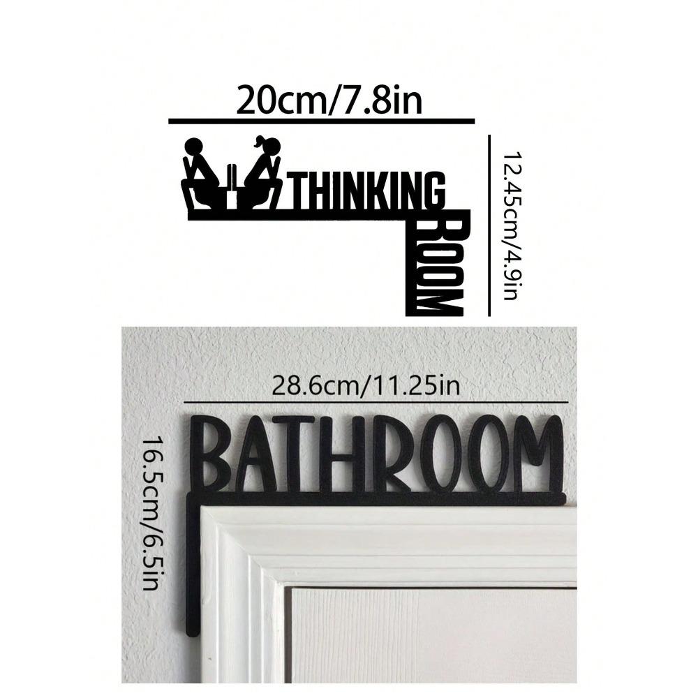 Metal Wall Sign Vintage Bathroom Door Hanger Modern Home Decor Indoor Directional Plaque