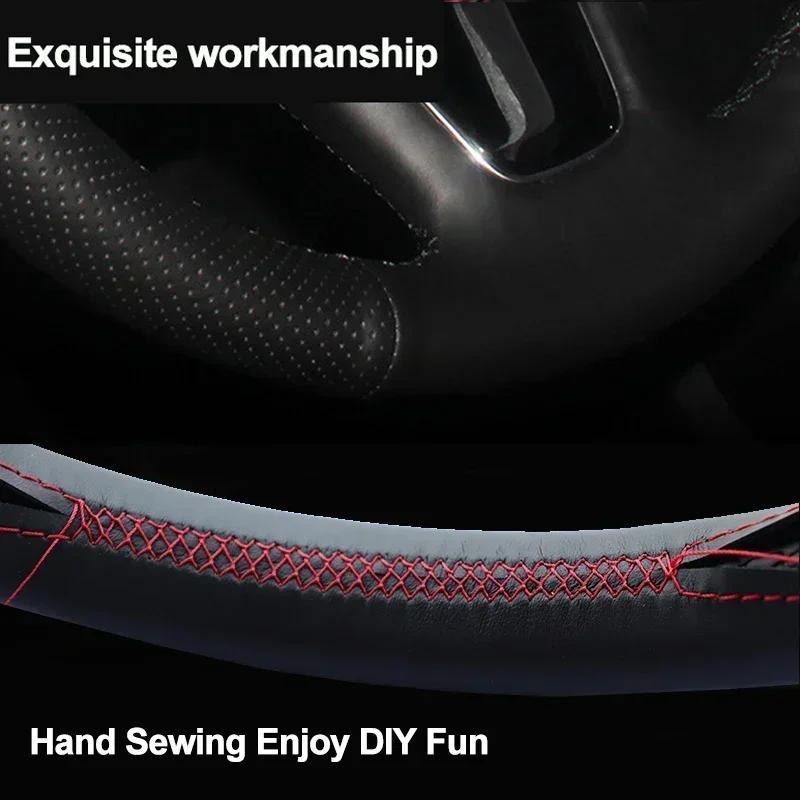 Hand Stitching Auto Car Steering Wheel Cover Wrap For Baic Senova X55 2018 Braid On Steering-wheel Holder Interior Accessories