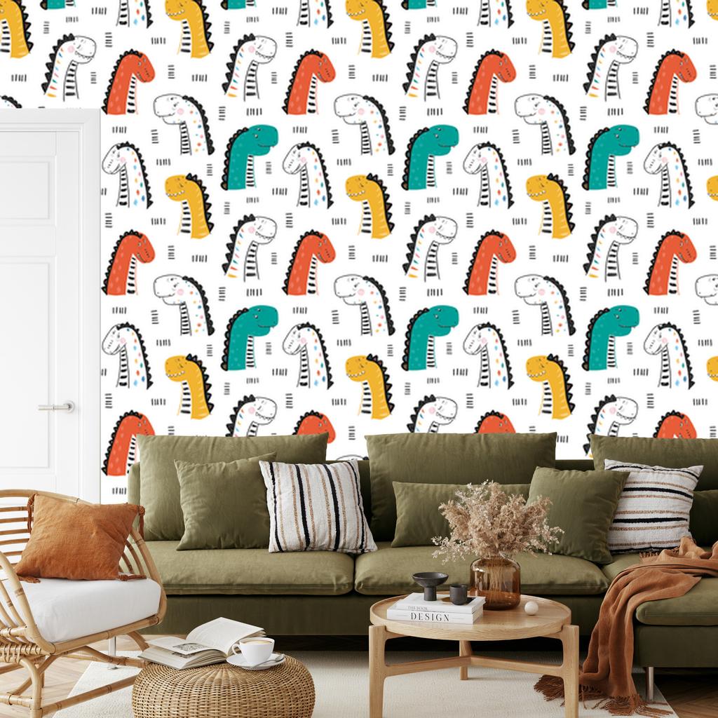 Colorful Dinosaurs Wallpaper for Living Room and Bedroom 50x1000