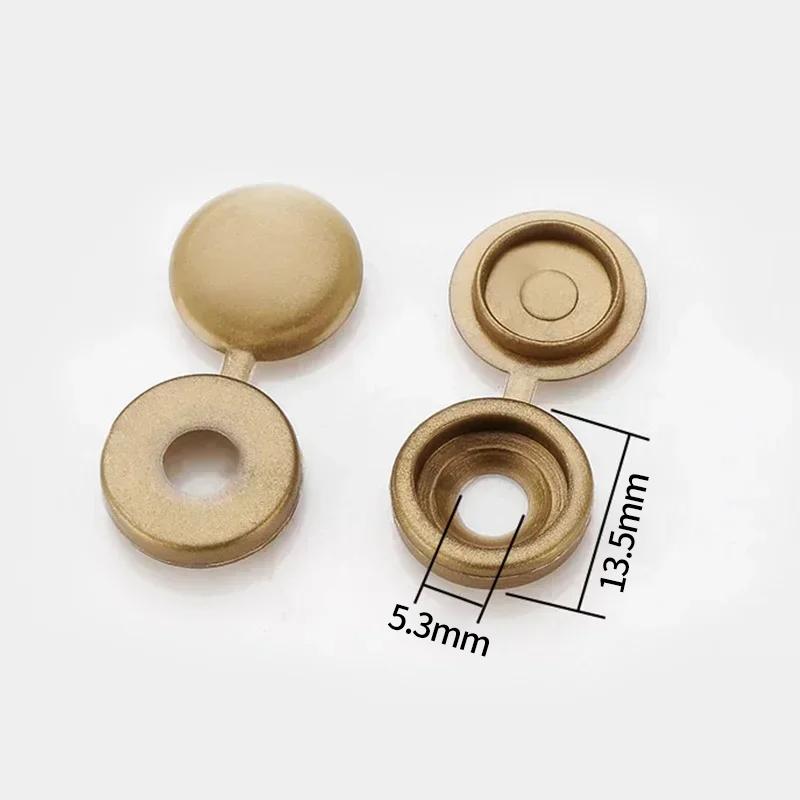 100Pcs Hinged Plastic Screw Cap Cover Nuts Fold Snap Protective Cap Button Screw Wood Furniture Decorative Nuts Bolts Hardware