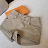 Khaki High-waist Slim Hip-covering Denim Shorts for Hot Girls Summer New Lazy Straight Casual Wide-leg Pants