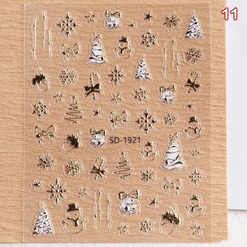 Christmas Lovely Cartoon Bowknot Santa Claus Snowman Christmas Tree Elk Snowflake Nail Art Stickers Xmas Cute Manicure Decals