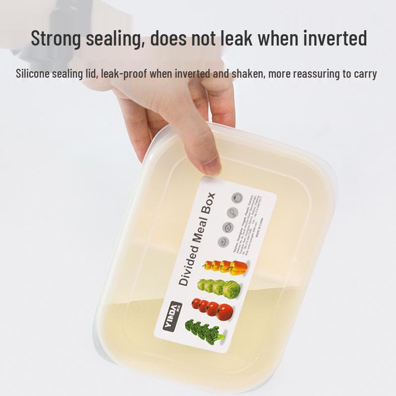 Student and Office Worker Bento: Microwave-Safe, Multi-Compartment Lunch Box with Fresh-Keeping Four Compartments.