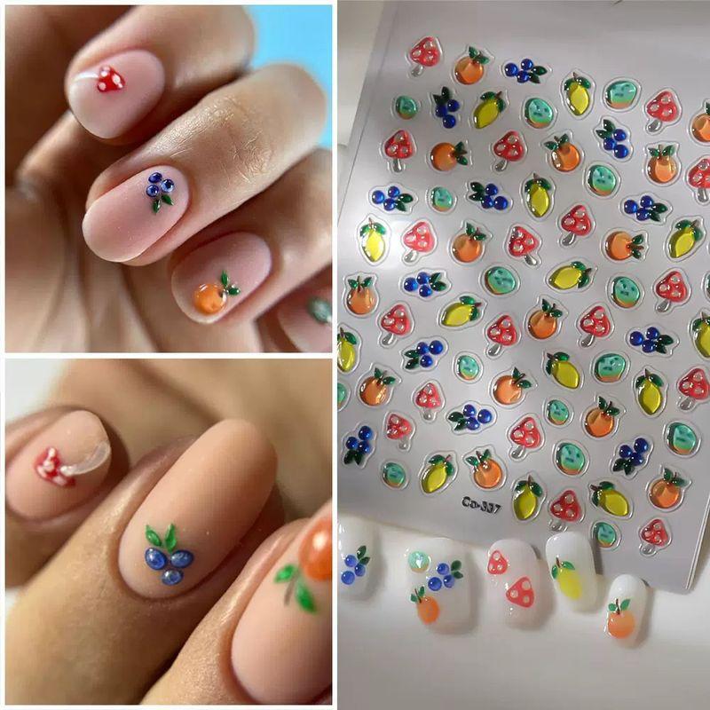 

Наклейка для ногтей в стиле Xiaohongshu, имитирующая фрукты, 5D трехмерный рельеф, высокий желеобразный эффект, узор фруктов, 337 Default