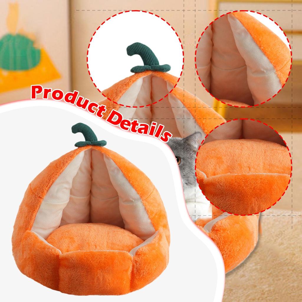Pumpkin Shaped Cat House Cat Shelter Multifunctional Comfort Removable Cushion