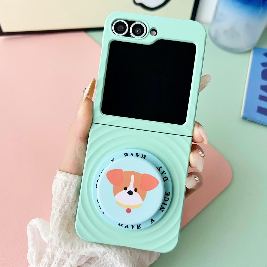 Samsung ZFlip7 Ripple Skin Anti-Fall Magnetic Stand Case for ZFlip6/5 - Trendy Protection for Men and Women