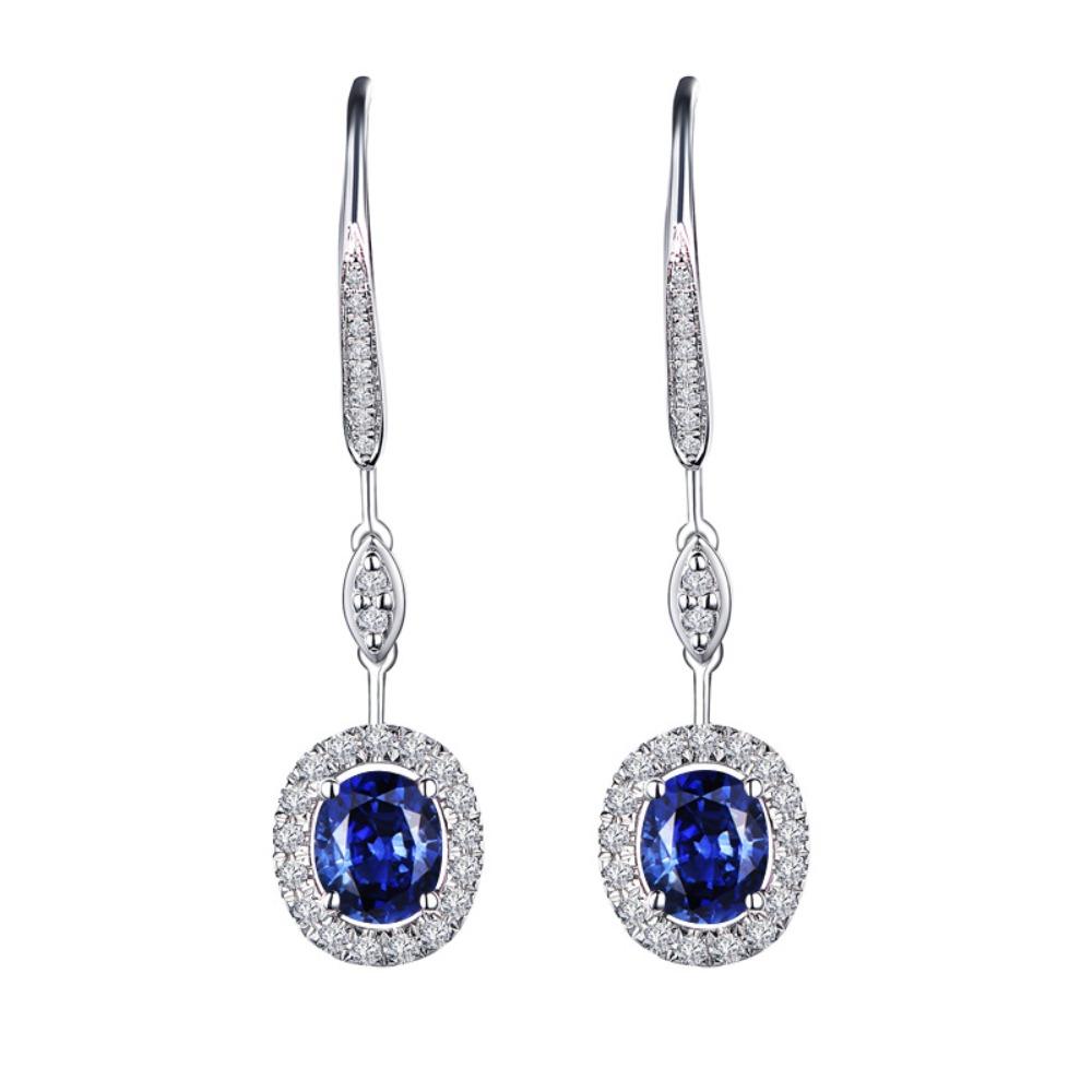 Luxury Moissanite Blue Emerald Earrings Elegant Dangle Earrings for Women Fashion Jewelry Gift